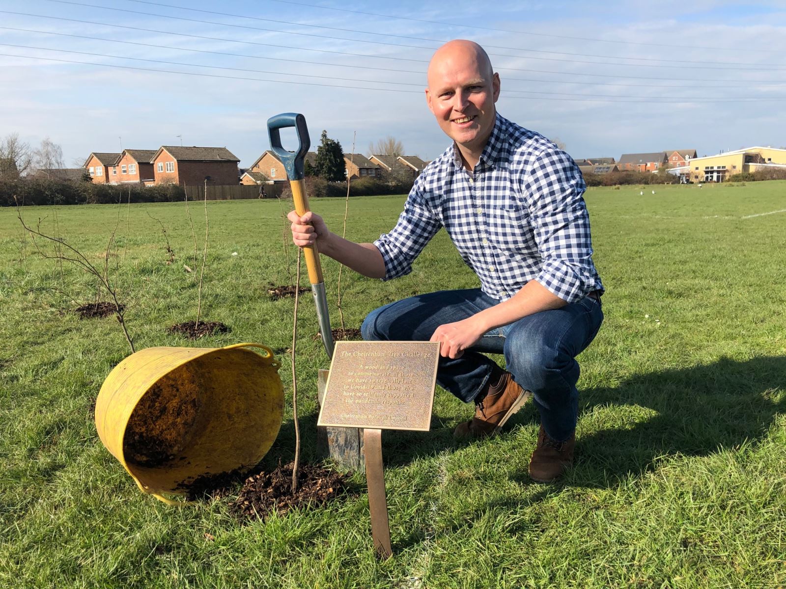 Councillor Max Wilkinson helping to plant 1k trees in Cheltenham